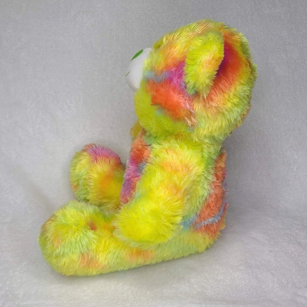 A&A Global Rainbow Bear 12" Plush Toy Stuffed Animal Sitting Yellow Tie Dye - Picture 7 of 11
